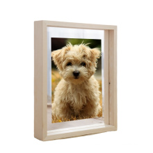 wholesale custom High quality Float Wood Picture Frames walunt Artwork Display Double Glass picture frames